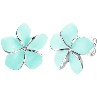 Elli Ohrringe Damen Frangipani Blüte Mint Emaille 925 Silber