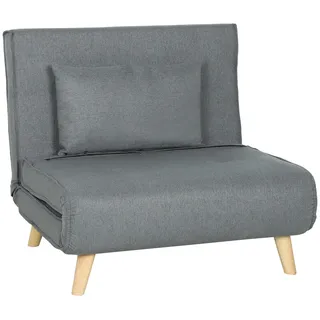 Schlafsessel für 1 Person - 2-in-1 Schlafsofa - Klappbar - Rückenlehne in 6 Positionen - Sitztiefe 62 cm - Kunstleder - Grau
