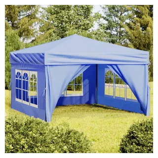 Partyzelt Faltbar mit Seitenwänden Blau 3 x 3 m
