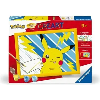 Malen nach Zahlen Set, CreArt Kids 18x24cm, Pikachu Éclair, Ab 7 Jahren, Inkl. Rahmen, Ravensburger
