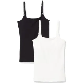 Amazon Essentials Damen Umstands-Camisole Stillfreundlich, 2er-Pack, Schwarz/Weiß, X-Small