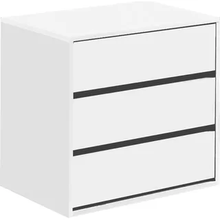 Kommode mit Schubladen Dkutl, Kommode mit 3 Schubladen, Niedrige Kommode für Innengarderobe, Moderne wöchentlich, 60x44h57 cm, Weiß - Weiß