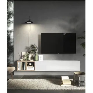 Home Affaire "Infinity, 2tlg. Breite 194 cm, Höhe variabel, Wohnwand", Spar-Set, 2 Stk. tlg., weiß hochglanz lack, eiche cadiz nb),