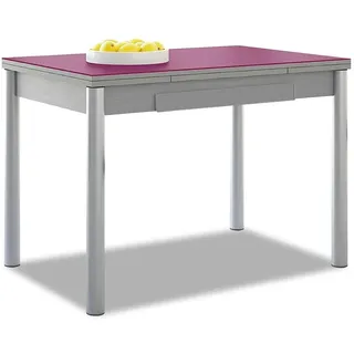 ASTIMESA Flügel Küchentisch, Metall Glas Holz, aubergine, 90x50cm