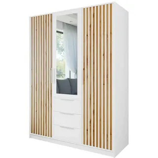 Mirjan24 Kleiderschrank Bali Lux 150 x 200 x 58 cm Weiß/Eiche