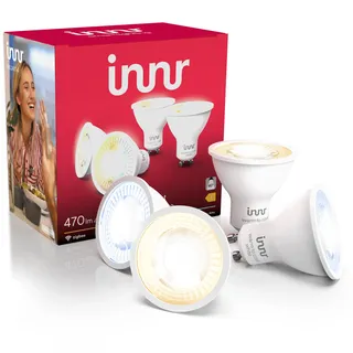 Innr GU10 Zigbee Smart Lampe, funktioniert mit Hue* (Bridge erforderlich), Warm- bis Kühlweiß, GU10 LED Spots dimmbar, Smart Home Lampe, 470lm, 4-pack