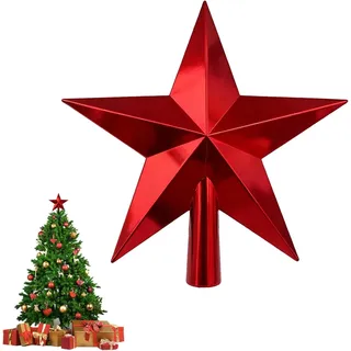 Weihnachtsbaumspitze Rot (20cm) – Funkelnde Christbaumspitze Stern aus bruchsicherem Kunststoff – Leichte Baumspitze Weihnachten (20g) für Tannenbaum, Weihnachtsbaum Spitze Deko Unzerbrechlich