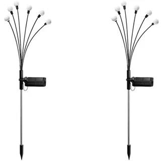 LED-Gartenbeleuchtung – 6 LEDs pro Lampe – Solarenergie – 2 Stück – Solar – Erdspießstrahler – Gemütliche Gartenbeleuchtung – LED-Lampen für den Garten – Duo-Pack – 26 cm hoch – BHKW
