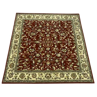 Herati Rot Orient Teppich Handgetufteter 100% Wolle Handgefertigter Braun Beige 200x200 cm