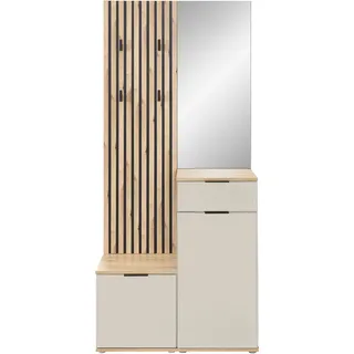 HBZ Garderobenschrank Simple mit Spiegel 88 x 195 x 35 cm Kaschmir/Artisan Eiche