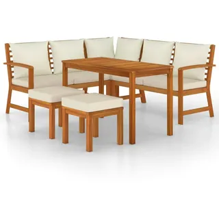 vidaXL 6-tlg. Garten-Essgruppe mit Kissen Massivholz Akazie