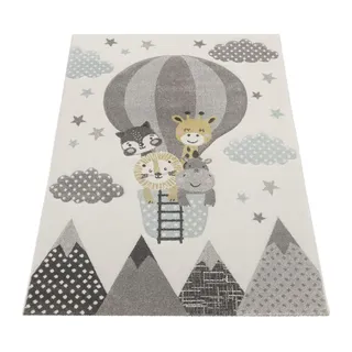 Paco Home Kinderteppich "Cosmo 343", rechteckig 12 mm Höhe 3D-Design, niedliches Tier Motiv, Pastell-Farben, Kinderzimmer,