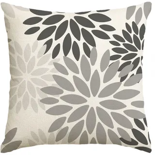 Artoid Mode Blumen Grau Dahlien Herbst Kissenbezug, 45x45 cm Saisonnal Sommer Zierkissenbezug Couch Wohnzimmer Deko