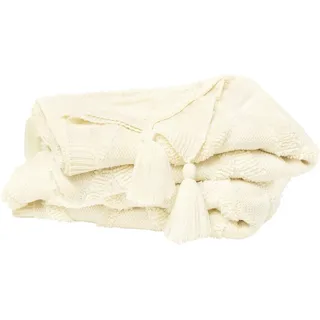 Primera Tagesdecke Kuscheldecke Boho, mit trendigen Bommeln beige