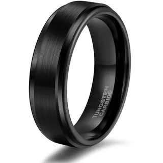 Titaniumcentral Ring Herren Damen Schwarz Wolframcarbid Gebürstet Verlobungsringe Eheringe Trauringe 6mm 8mm (6mm,52 (16.6))