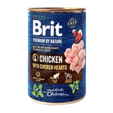 12x400g Pui cu inimi de pui Brit Premium by Nature Hrană umedă câini