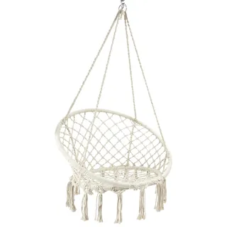 HOME DECO FACTORY Makramee-Hängesessel Terre Inconnue Beige | Polyester, Makramee-Hängesessel Terre Inconnue, Kollektion Natural Crush, Außenmobiliar, 120x80 cm, Beige