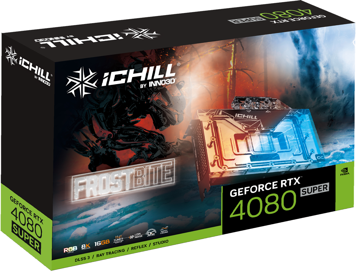 Bild von GeForce RTX 4080 SUPER iCHILL Frostbite, 16GB GDDR6X, HDMI, 3x DP (C408S-166XX-1870FB)