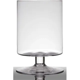 INNA-Glas Blumentopf Glas Lilian auf Standfuß, klar, 29cm, Ø 19cm | Zylinder - rund - Pokal Vase - Windlichtglas