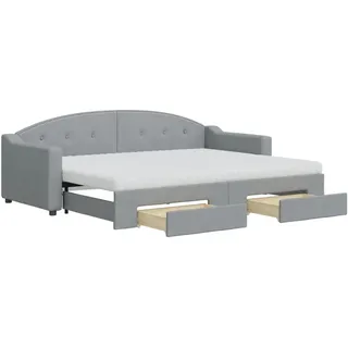 vidaXL Tagesbett Ausziehbar mit Schubladen Hellgrau 80x200 cm Stoff - Grau