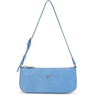 Schultertasche TOMMY JEANS "TJW MUST SUEDE SHOULDER BAG", Damen, Gr. B/H/T: 23,5cm x 10,5cm x 5cm, blau, Leder, Lederimitat, Taschen Schultertasche, Damen Umhängetasche, Handtasche, Mini Bag mit TH-Logo
