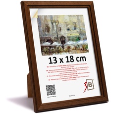 3-B Bilderrahmen JENA - dunkel braun - 13x18 - Holzrahmen, Fotorahmen, Portraitrahmen mit Plexiglas