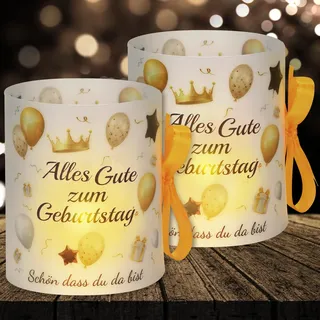16 Windlichter Tischdeko Deko Geburtstag Mann Frau Happy Birthday Geburtstag Tischdeko für Partys, Taufen, Kommunionen, Mitzvahs Teelicht oder Kerze Deko (mit farbigen Seilen)