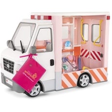 Our Generation - Rettungswagen mit Accessoires - Zubehör für 46cm Puppen, Ambulanz mit Licht und Sound, medizinische Accessoires - ab 3 Jahren - 45331 BD37959Z Mehrfarbig