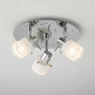 Trango 3-flammig 1006R-SD Badleuchte IP44 in Chrom Rondell *RONNY* inkl. 3x 5 Watt 3-Stufen dimmbar 3000K warmweiß GU10 LED Leuchtmittel Bad Deckenleuchte -Deckenstrahler schwenkbar & drehbar Spots