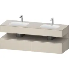 Duravit Qatego Einbauwaschtisch mit Konsolenwaschtischunterbau, 1600x550x600mm, Nische Taupe Matt, Doppelwaschtisch, QA4797091, Farbe: Taupe Supermatt/mit Nischenbeleuchtung