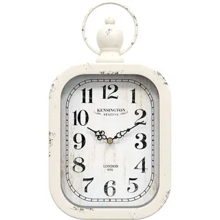 Retro ovale Wanduhr, antikes Design, Stille Batterie-Uhr für Wohnzimmer, Küche, Landhaus, Büro (Wit, Rechteck) - Weiß