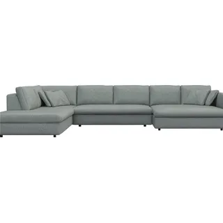FLEXLUX Wohnlandschaft "Lovane, U-Form, bequem und komfortabel" Weich & anschmiegsam, große Sitztiefe auf Kaltschaum, Dekokissen inkl., sky blau