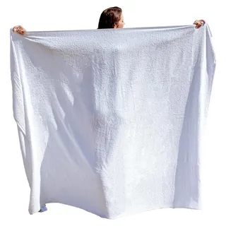 Strandtuch XXL 100% Baumwolle - 155x220 cm, Weiß: XXL Saunahandtuch - Badetuch in Übergröße - Duschhandtuch, Badehandtuch & Saunatuch