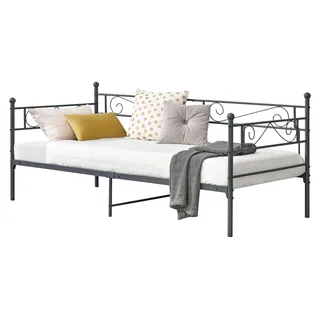 Metallbett 'Kerava' mit Lattenrost 90x200 cm Dunkelgrau - Dunkelgrau