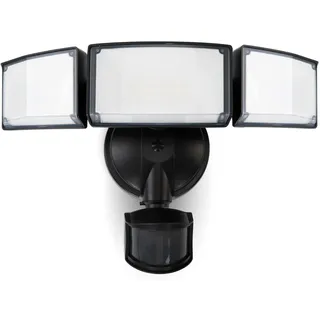LUTEC 23W 3600LM LED Sicherheitsleuchte mit Bewegungsmelder Außen, 5000K Tageslicht, IP65 wasserdicht, Dämmerung bis Morgendämmerung, 3-Kopf Flutlicht für Garage, Hof, Veranda