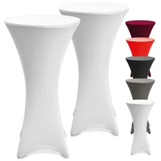 Beautissu Stella Stehtischhusse – 80 cm Weiß 2tlg