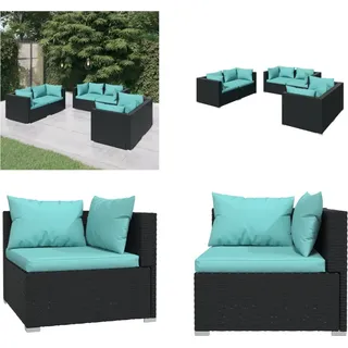 vidaXL 6 tlg. Garten Lounge Set mit Kissen Poly Rattan Schwarz - Garten-Lounge-Set - Garten-Lounge-Sets - Terrassen-Lounge-Set - Gartensofa-Set - Schwarz
