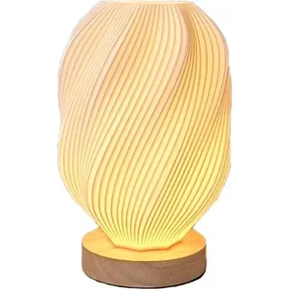 INF USB Dimmbare 3D-gedruckte Tischlampe mit Holzfuß - Nachttischlampe