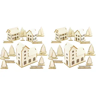 Set Deko Häuser aus Holz, Windlicht (Packung mit 2)