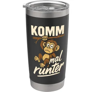 Affe Spruch Lustig Geschenkidee Tier Zitat Wortspiel Doppelwandiger Edelstahl-Thermobecher