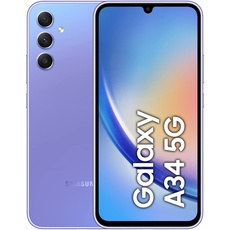 Samsung Galaxy A34 5G, Android Smartphone, 6,6 Zoll Dynamic AMOLED Display, 5.000 mAh Akku, 128 GB/6 GB RAM Handy in Awesome Violet inkl. 30 Monate Herstellergarantie [Exklusiv bei Amazon]