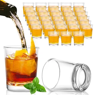 LDHHYH 36er Schnapsgläser 2.5cl/25ml, Glas Schnapsglas, Schnapsgläser, Tequila Gläser 2.5cl, Likörgläser Dicke Basis, Transparent Schnapsglas, Vodka Gläser, Shotgläser für Holiday Gatherings