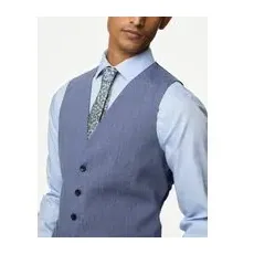 Mens M&S Collection Italian Linen MiracleTM Waistcoat - Chambray, Chambray - 38