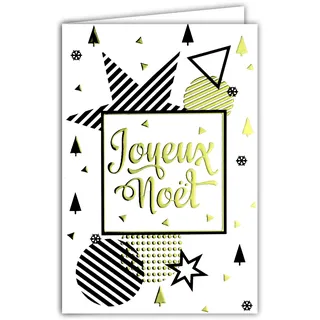 Karte Frohe Weihnachten Grafik Sterne Kugeln Tannenbaum Goldflocken Vergoldet Schwarz Schlicht Moderne Moderne Deko