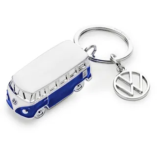 Volkswagen 1H2087010B Schlüsselanhänger Bus T1 Bulli 3D Logo Modell Anhänger, blau/weiß