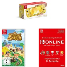 Nintendo Switch Lite, Standard, gelb + Animal Crossing: New Horizons [Nintendo Switch] + Online Mitgliedschaft - 12 Monate | Switch Download Code