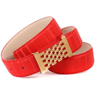 Ledergürtel ANTHONI CROWN, Damen, Gr. 110, rot, Rindsleder, unifarben, Gürtel Ledergürtel, mit goldfarbener Koppelschließe