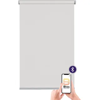 sunlines Elektrisches Rollo »Las Vegas« verdunkelnd Verdunkelung mit Bohren freihängend appgesteuert via Bluetooth, mit Motor und Akku, silberner Fallstab, weiß