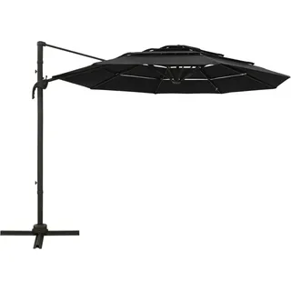 vidaXL Sonnenschirm mit Aluminium-Mast 4-lagig Schwarz 3x3 m - Schwarz