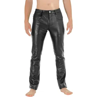 Bockle® NEW 411 Lamb Leather Pants Lamm Lederhose für Herren schwarz, W32/L34 - Schwarz